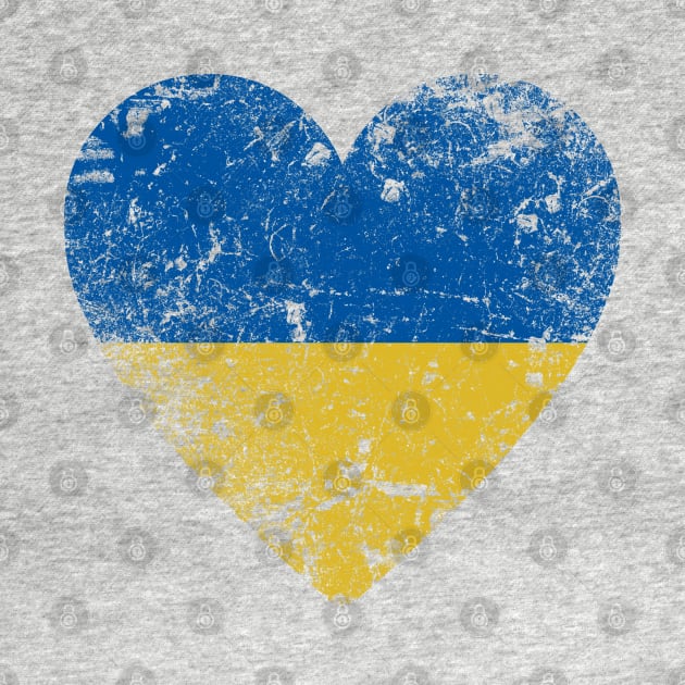 Ukraine Flag Heart, Distressed Style, Ukrainian Flag - Gift For Men, Women & Kids by Art Like Wow Designs